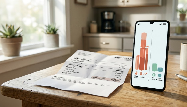 Phone displaying bill summary graph