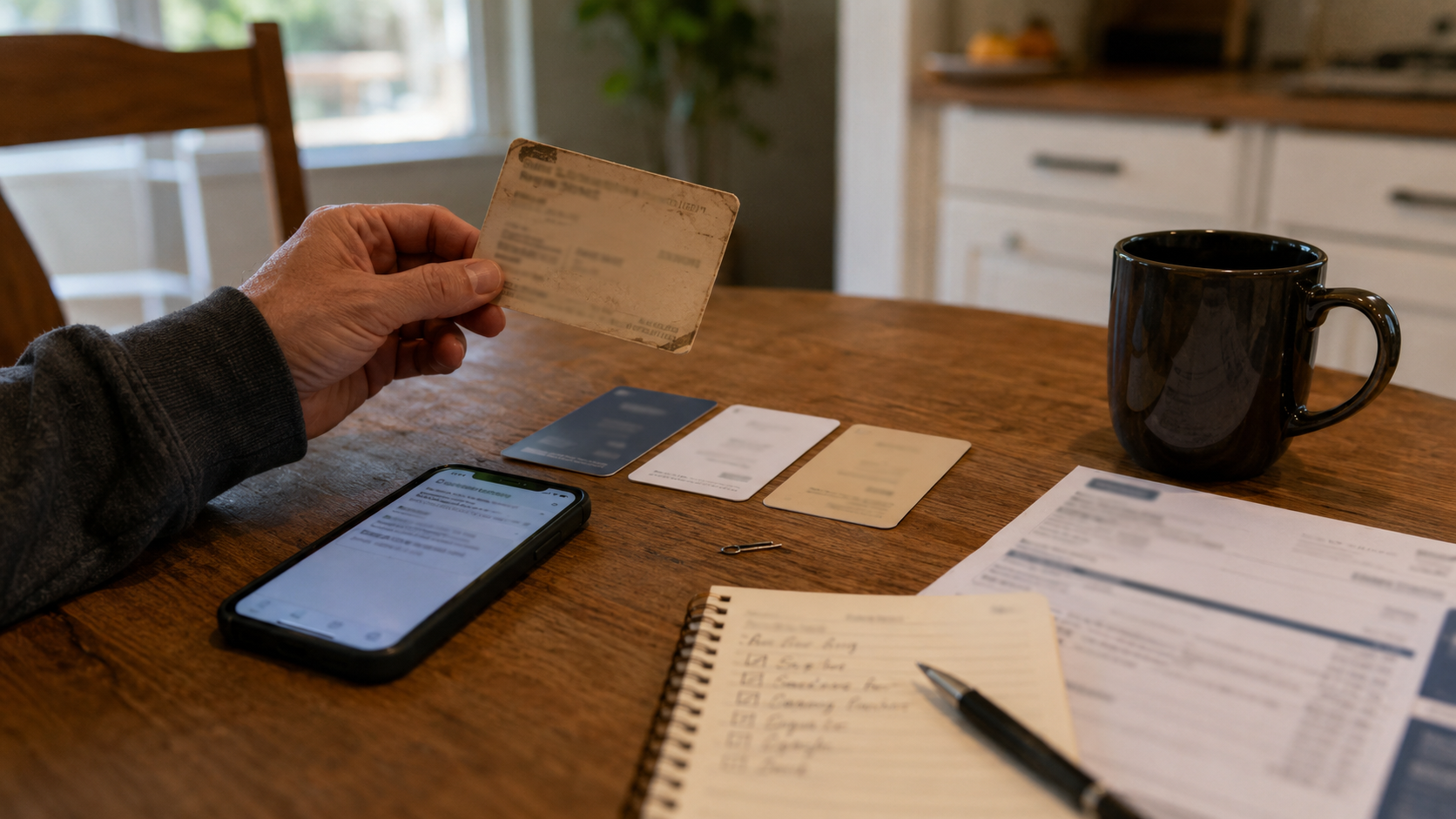 A person compares an old mobile plan card with new unbranded plan options after receiving a blurred carrier notice about a bill change.